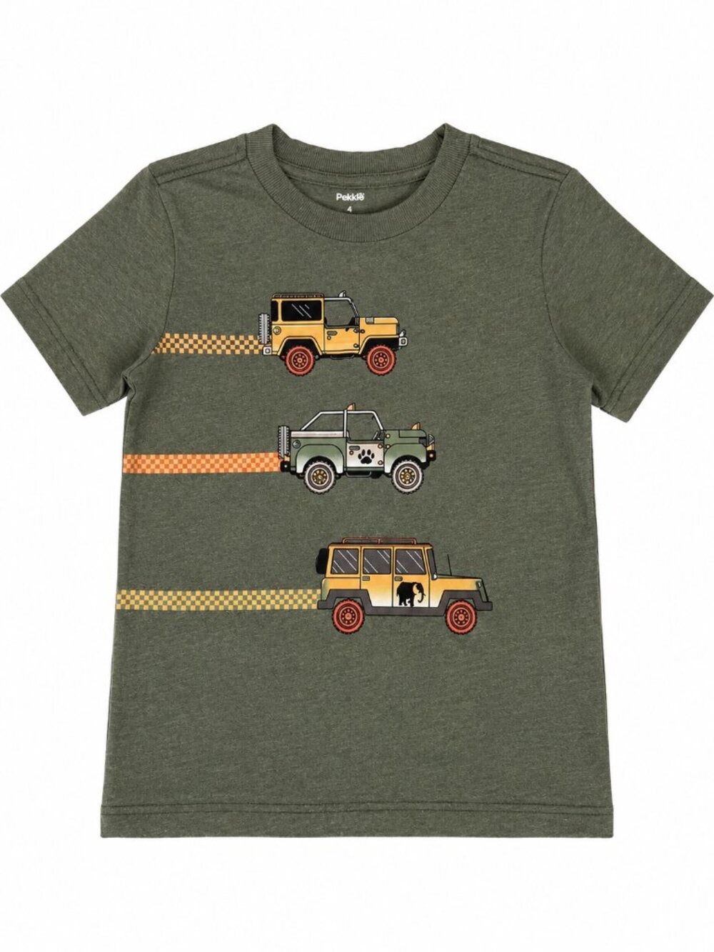 Pekkle Kids Size 8 T-Shirt Green Off Road Vehicle Graphic Cotton Blend Tee NWT